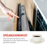 alpina Geschirrset 8 Personen - 40-teiliges Steingut Geschirr - Teller Set mit Speiseteller, Schalen en Kaffeebecher - Camping Geschirr - Mikrowelle- en Spülmaschinengeeignet - Weiß