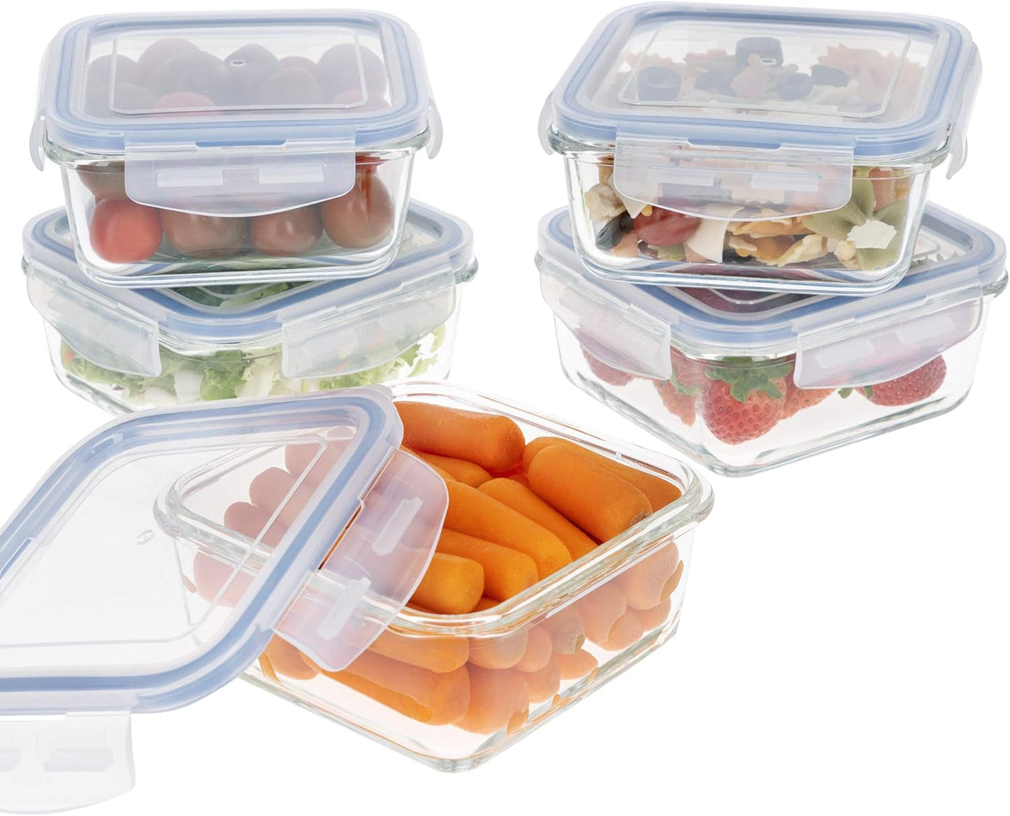 Max Home 8-pack glazen luchtdichte containers Magnetron glazen lunchbox Hersluitbare voedselcontainers 550 ml doorzichtige deksels Voedselcontainers (16538) Voedselbewaardozen Naty Shop
