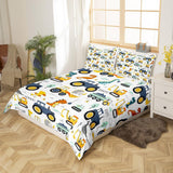 Jungen Cartoon Autobeddengoedset 135X200,Kinder Bau Fahrzeuge Tröster Abdeckung Für Kind Kleinkind Teens,Dinosaurier Bettbezug,Traktor Maschinerie Bagger Bettdecke Abdeckung,Lkw Autos Bettdecke Naty Shop