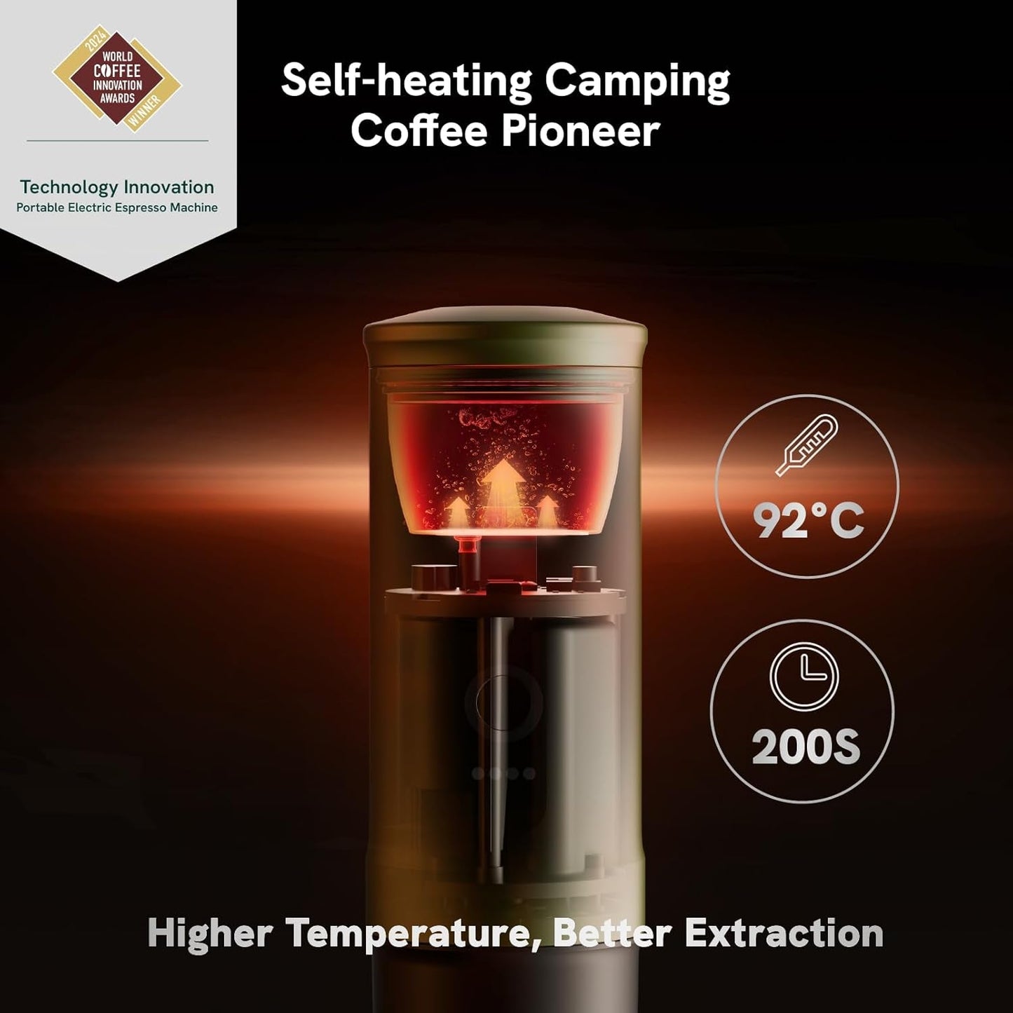 OutIn Nano draagbare elektrische espressomachine, campingkoffiezetapparaat, USB-C zelfverwarmend, compatibel met gemalen koffie en NS-capsules
