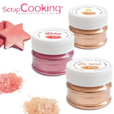 ScrapCooking, Set van 3 kleurstoffen voor levensmiddelen, Goud, Rose-Goud en Ruby, metallic tinten, 3 x 5 gram Naty Shop