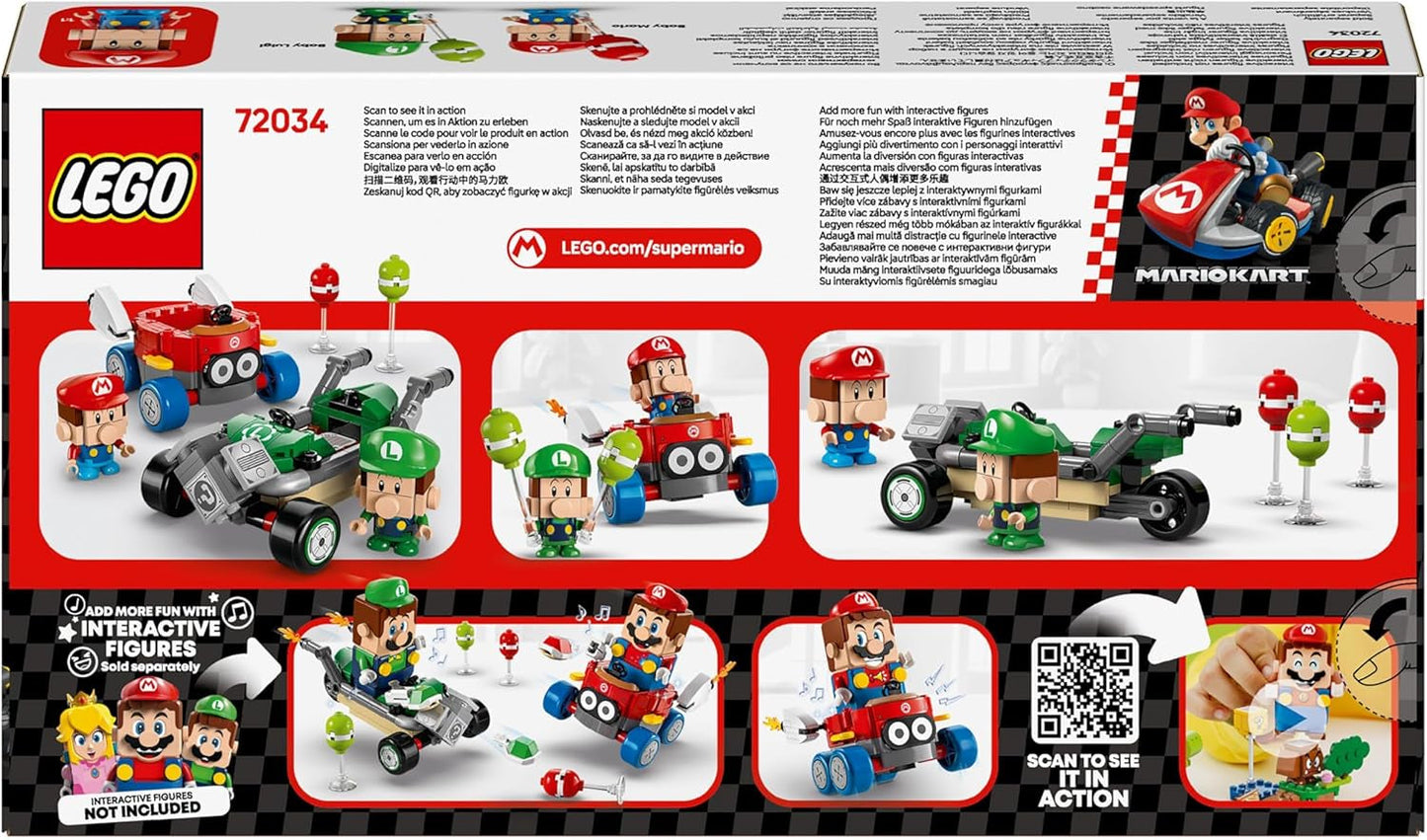 LEGO Mario Kart - Baby Mario Vs. Baby Luigi Nintendo Verzamelfiguren 2 bouwbare Speedmen Speelgoedcadeau voor jongens, meisjes en gamers vanaf 8 jaar Avontuurspeelgoed 72034 Bouwsets Bekijk de LEGO-Store