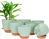 CSYY bloempotten set van 7 kunststof bloempotten met bewateringssysteem 20,3/19/17,7/16,5/15,2/14/12,7 cm zelfwater gevende potten en schotel binnen buiten
