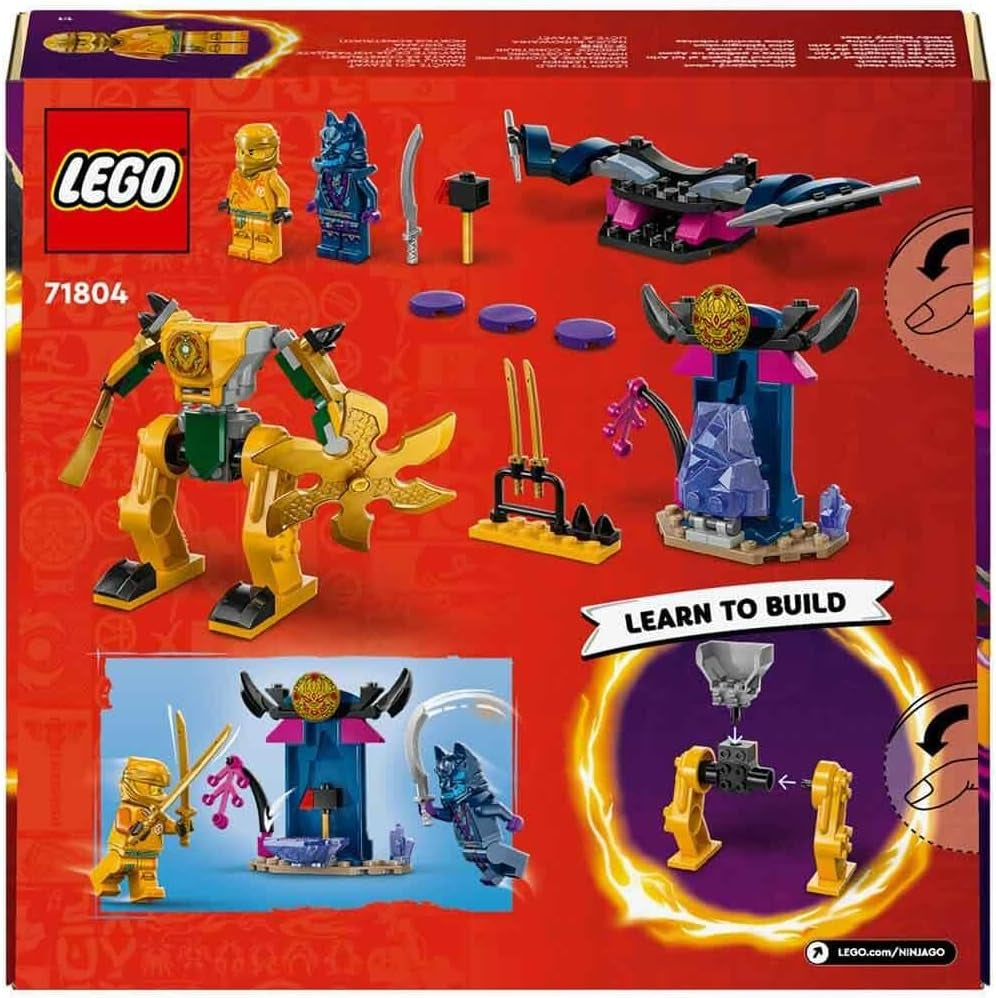 LEGO NINJAGO Arins Strijdmecha, Ninjaspeelgoed voor kinderen vanaf 4 jaar Met figuren Incl. Arin met mini-katana, actiefiguren en mechs, klein cadeautje voor jongens en meisjes 71804 Bouwsets Besuche den LEGO-Store