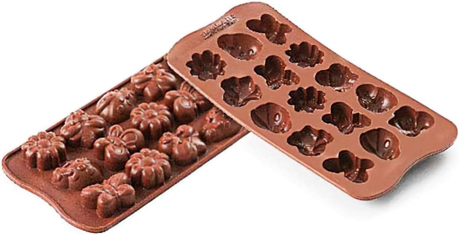 Silikomart 199199, mal voor chocolade, Lentemodel, 15 pralines, Brown Kitchen Naty Shop