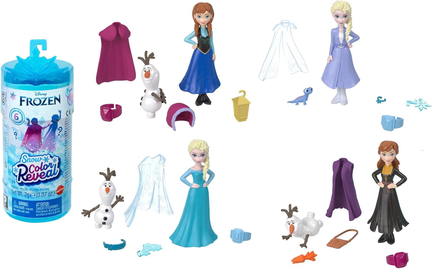 Mattel Disney Frozen Ice Reveal Squishy Ice Gel Doll en 6 verrassingen, inclusief Friends-figuur en accessoires (poppen kunnen variëren) HRN77 Naty Shop Dolls Snow Color Reveal Dolls