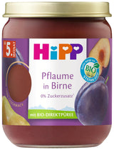 HiPP Biologische Pruimen met Perensmaak (6 x 160 g), vanaf 5 maanden, zonder toegevoegde suikers, bijzonder intense fruitsmaak, van de beste biologische kwaliteit.