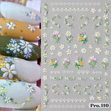 5 Stuks Geprägte Gänseblümchen Nagelsticker Selbstklebend Blumen Nagelaufkleber Gänseblümchen Schmetterling Nagel Sticker Nageldesign Aufkleber Nägel Zubehör Blume Nail Sticker Flower Nail Art Stickers