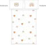 Herding Babybest Little Friends Winterbettwäsche, Kopfkissenbezug 40 X 60 Cm Mit Hoteleinschlag, Bettbezug 100 X 135 Cm, Mit Zwißwerfer, 100% Baumwolle/Flanel, Weiß, Twin Naty Shop