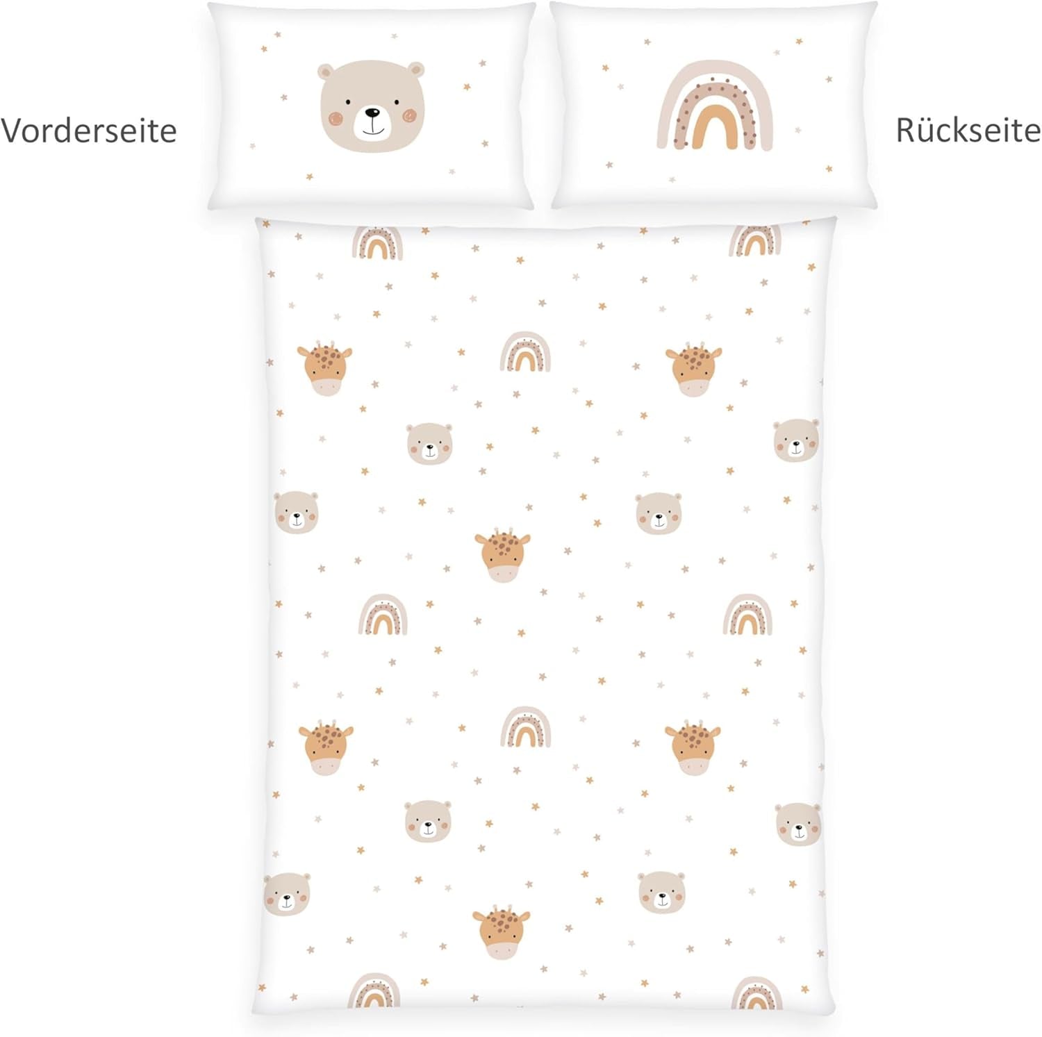 Herding Babybest Little Friends Winterbettwäsche, Kopfkissenbezug 40 X 60 Cm Mit Hoteleinschlag, Bettbezug 100 X 135 Cm, Mit Zwißwerfer, 100% Baumwolle/Flanel, Weiß, Twin Naty Shop