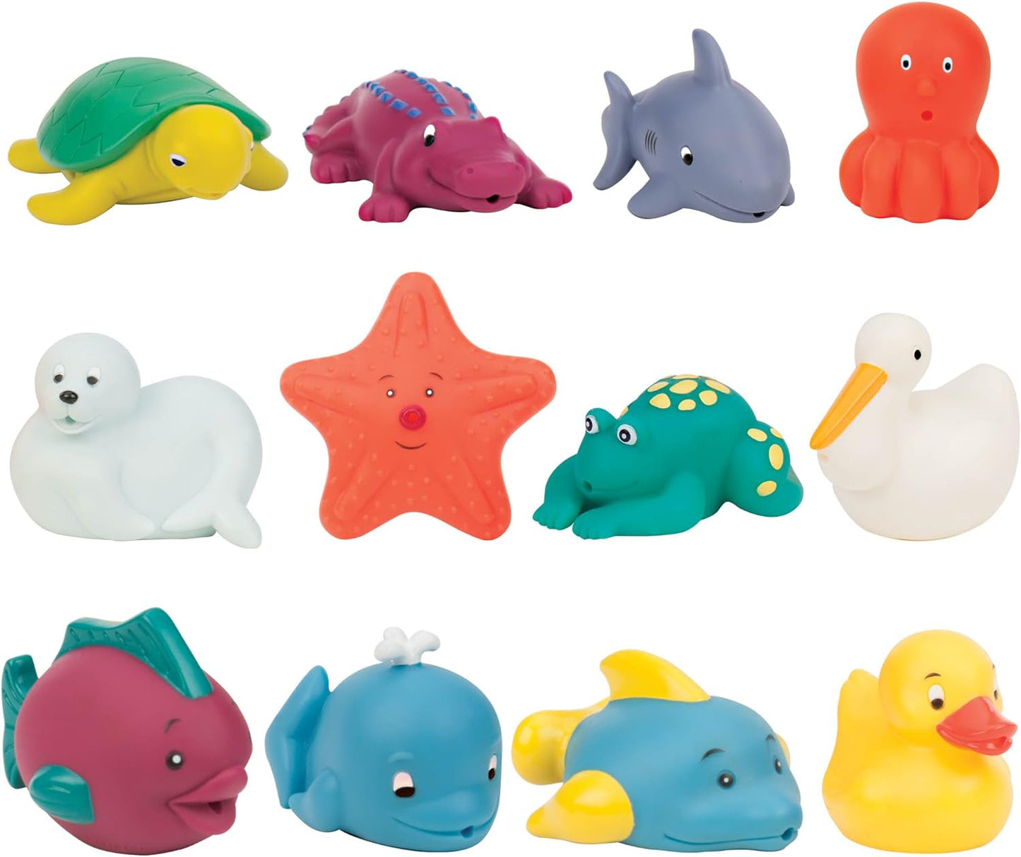 Battat 12-delig Badspeeltje Babybadje Waterdieren - Badmaatjes voor baby's vanaf 10 maanden - Badspeeltje Eend en meer Bebe Toys Naty Shop