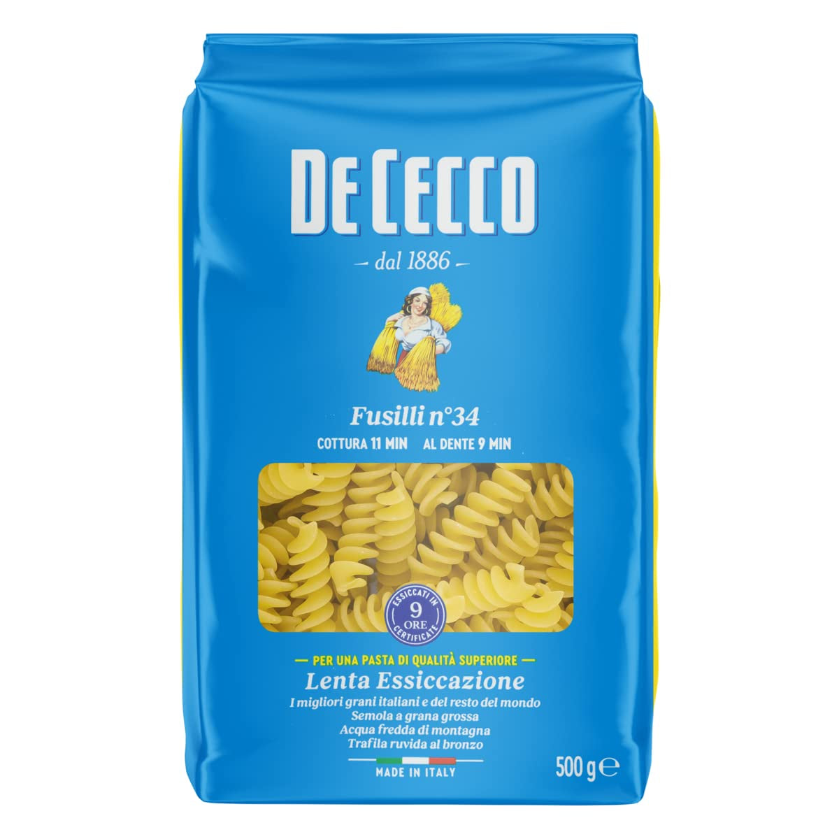 Fusilli 34, Grano duro griesmeelpasta, 500 g