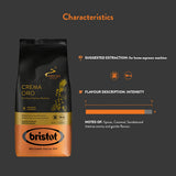 Bristot, Kaffeebohnen CREMA ORO – Totaal 1 kg – Mischung mit intensivem Aroma, süßem Geschmack, Gewürzen, Caramel, Sandelholznoten – Set met 2 pro 500 g