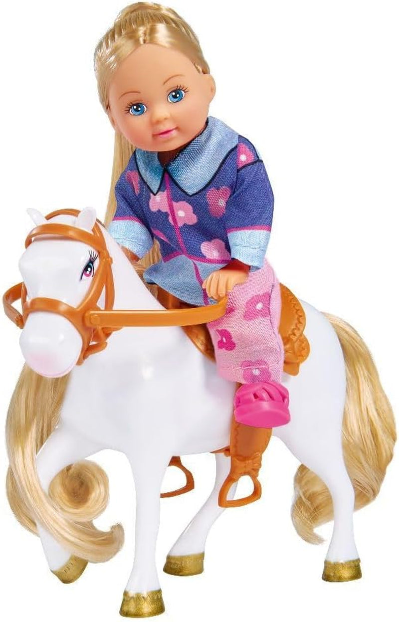 Simba 105737460 - Evi Love Evi Paardenkar met roze jeep, paars paard en pony hanger, verkleedpop, 12 cm, voor kinderen vanaf 3 jaar Poppen Naty Shop