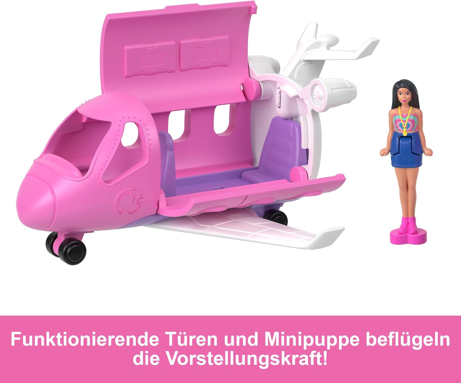 Mini BarbieLand Barbie pop en speelgoedvoertuigsets, 1,5" pop en iconisch kleurveranderend verrassingsspeelgoedvoertuig, HYF40