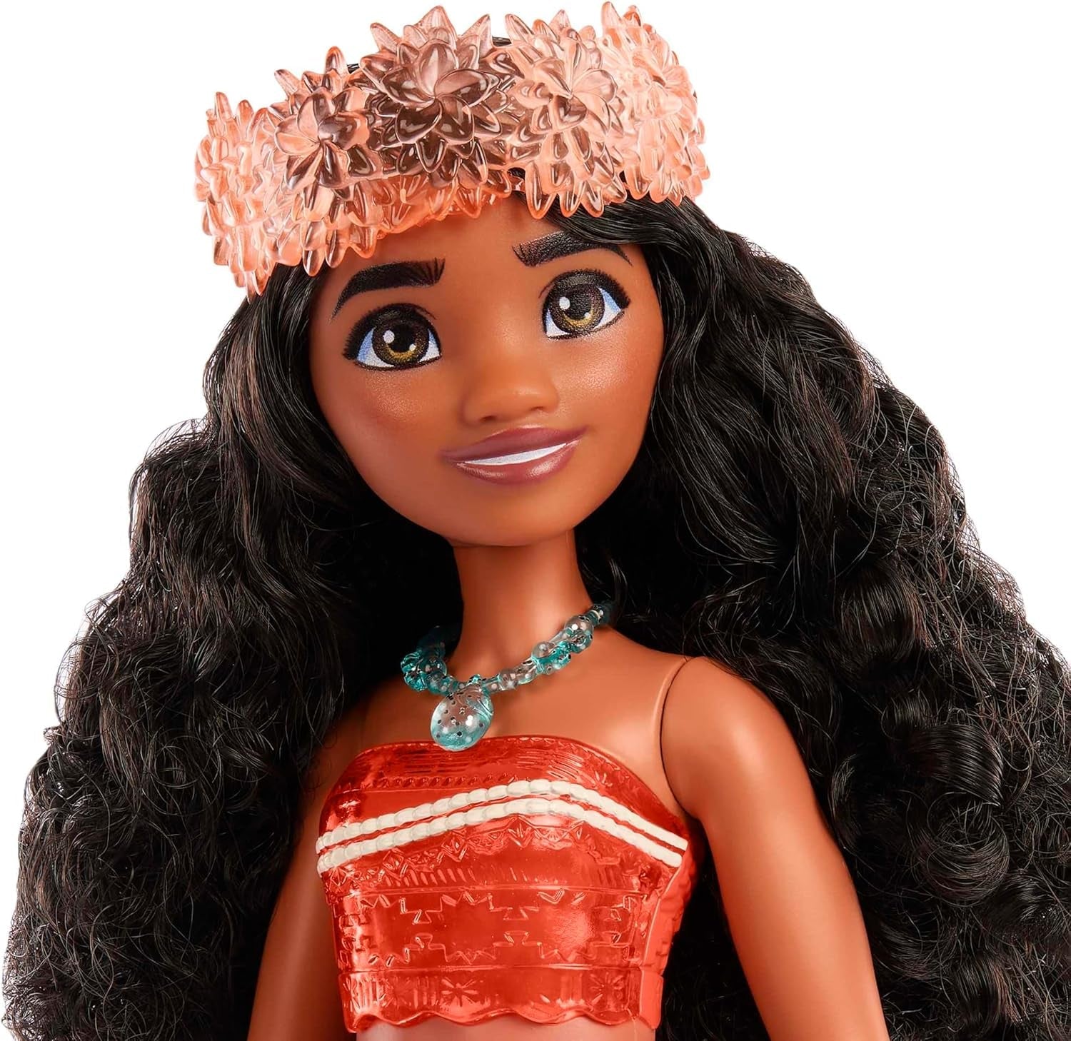 Mattel DISNEY Moana - Gelede modepop met glitteroutfit, afneembare hoofdband en ketting, voor kinderen vanaf 3 jaar, HPG68