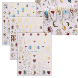 JMEOWIO Nagelsticker Herz Mond Stern 9 Blatt Nail Art Sticker Selbstklebend Nagelaufkleber Bunt Decoratie Nageldesign Zubehör