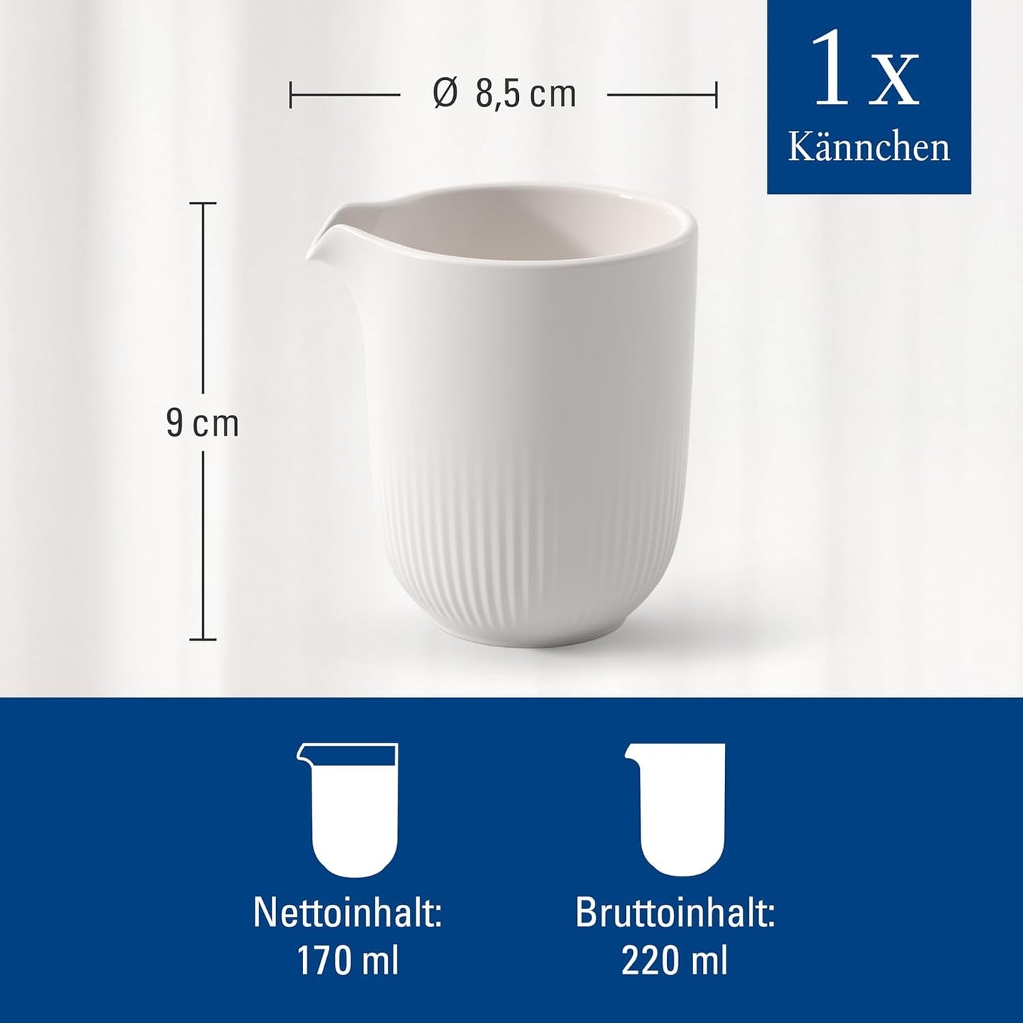 Villeroy & Boch - Afina Melkmok 170ml, Wit, Vaatwasmachinebestendig, Magnetronbestendig, Melkkaraf, Koffieaccessoire, Keramische kan, Schotel, Servies, Premium Porselein