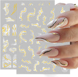 9 Blatt Nagelsticker Französische Spitzenmarmor Nagelaufkleber Selbstklebend Weißes Gold Nail Art Sticker Decoratie Nageldesign Zubehör