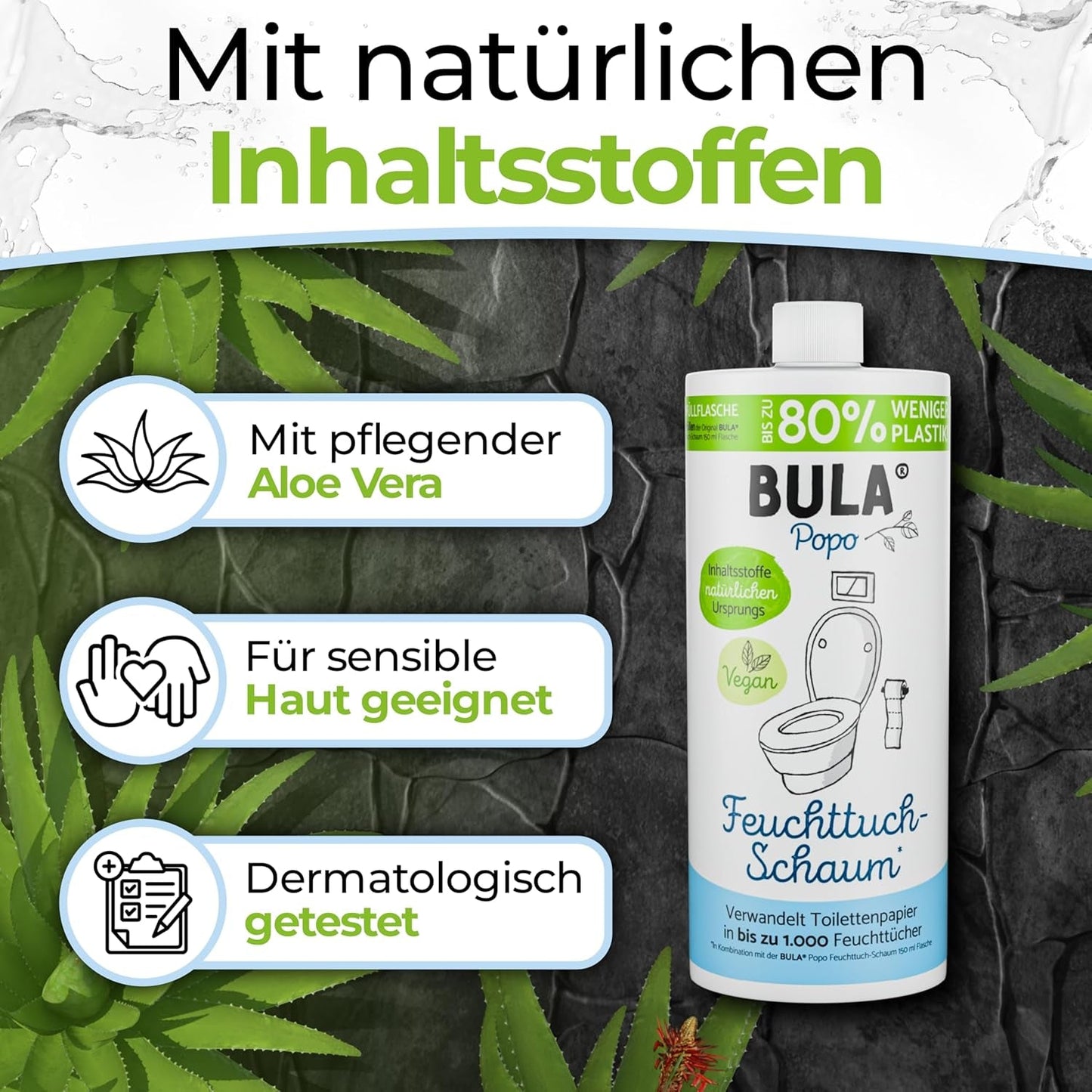 BULA® Popo navulfles (750 ml) ENKEL OM onze 150 ml en 50 ml flessen bij te vullen! | Vervangt tot 1.000 doekjes! | Met ingrediënten van natuurlijke oorsprong