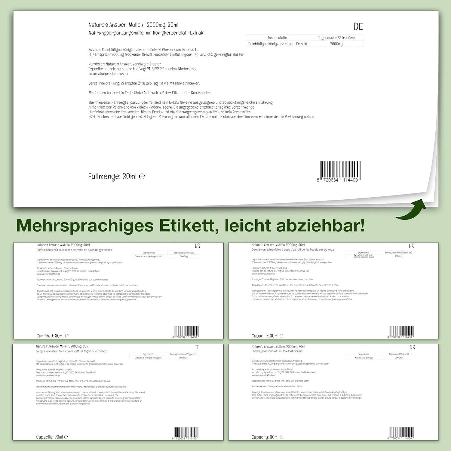 Mulleinbladextract, 30 ml, alcoholvrij Arome Naty Shop