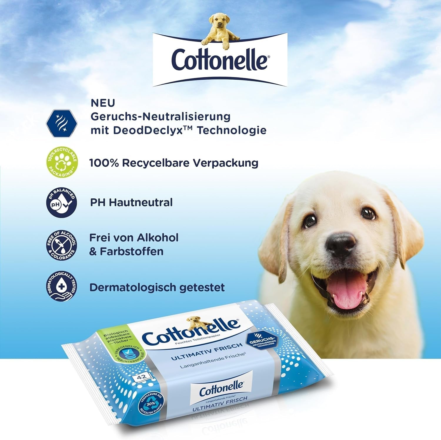 Vochtige doekjes, Ultimate Fresh, 12 x 42 doekjes, Deodycylx-technologie, huidvriendelijk, alcohol- en kleurstofvrij, gevoelig, biologisch afbreekbaar