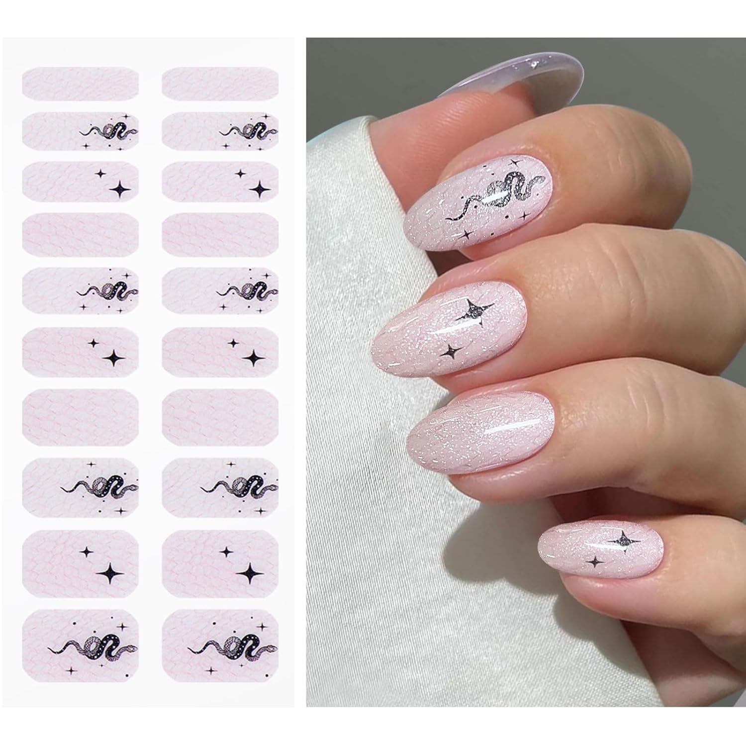 JMEOWIO Nagelfolie UV Hartend Schlange Stern UV Gel Nail Strips Nagelsticker Nagelaufkleber Nail Art Decoratie Nageldesign Zubehör