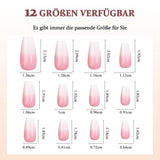 Ballerina kunstnagels set - 240 stuks delicate lila roze kunstnagels, volledig dekkende lijm op kunstnagels, kunstnageltips set voor manicure en nagelkunst voor vrouwen en meisjes (lavendelroze)