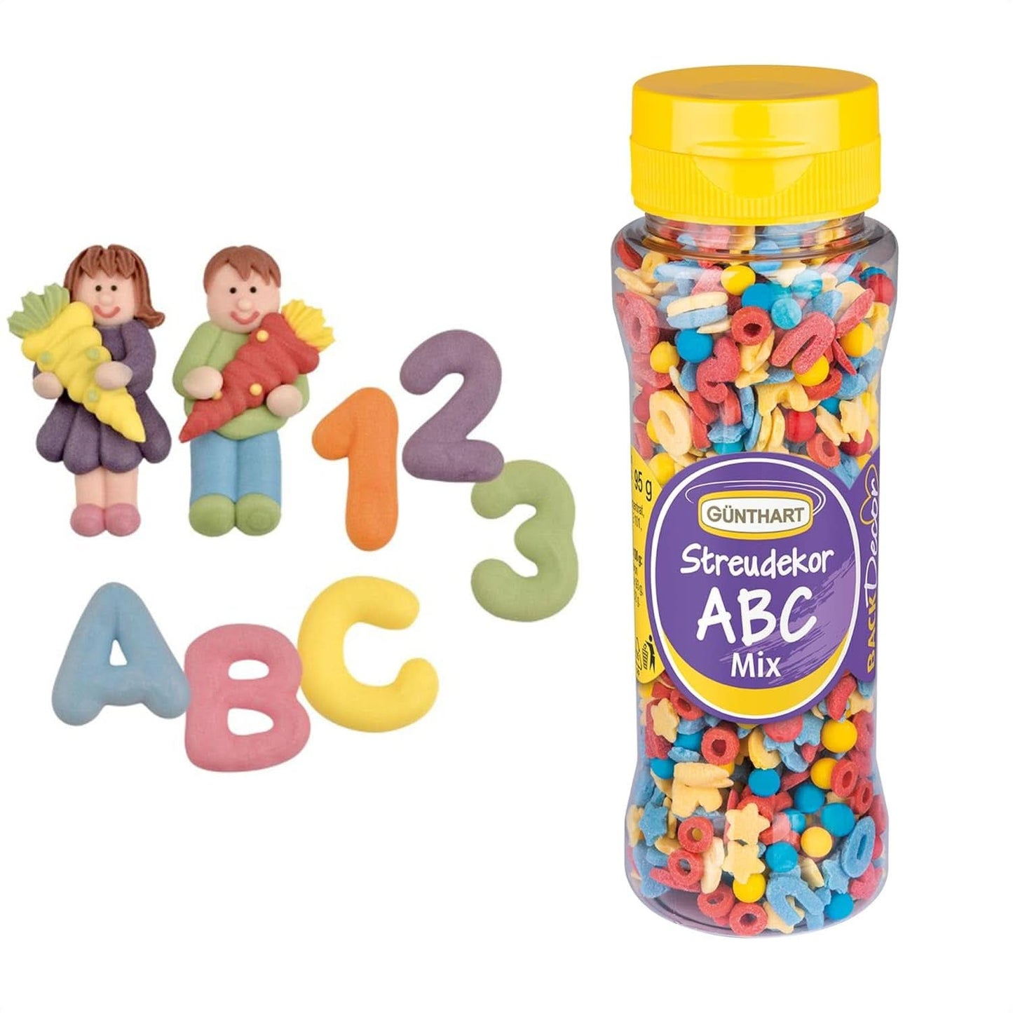Günthart, 8 suikerfiguurtjes voor het begin van school en brieven, 115 gram Sprinkles Naty Shop