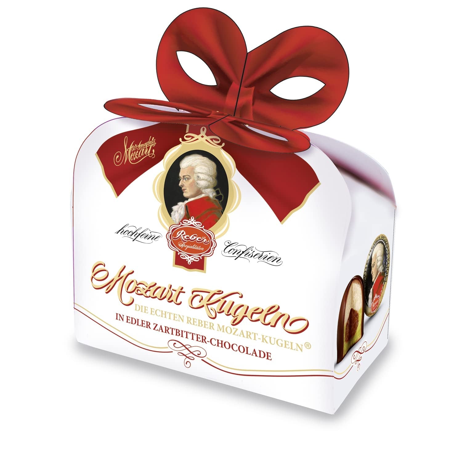 Rebel, Duet Mozart Kugeln, verpakking van 2, Mozart-balletjes van pure chocolade gevuld met pistache en marsepein, amandelen en hazelnootnougat, 40 g (2 Mozart-ballen)