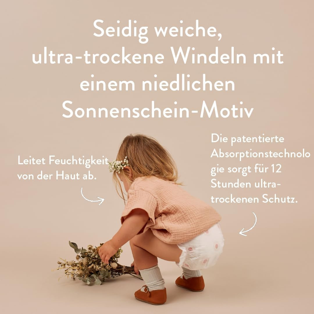 Babyluiers, maat 3M (4-8 kg) - 1 zak van 28 - Geen schadelijke stoffen, milieuvriendelijk, zeer absorberend, geschikt voor nachtgebruik, ultradun en zacht - Gemaakt in Denemarken