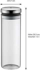 WMF Depot glazen voorraadpot 1,5l, hoogte 28,5 cm, voorraadpot met deksel & Depot glazen voorraadpot 2l, hoogte 36 cm, voorraadpot met deksel Voedselbewaardozen Naty Shop