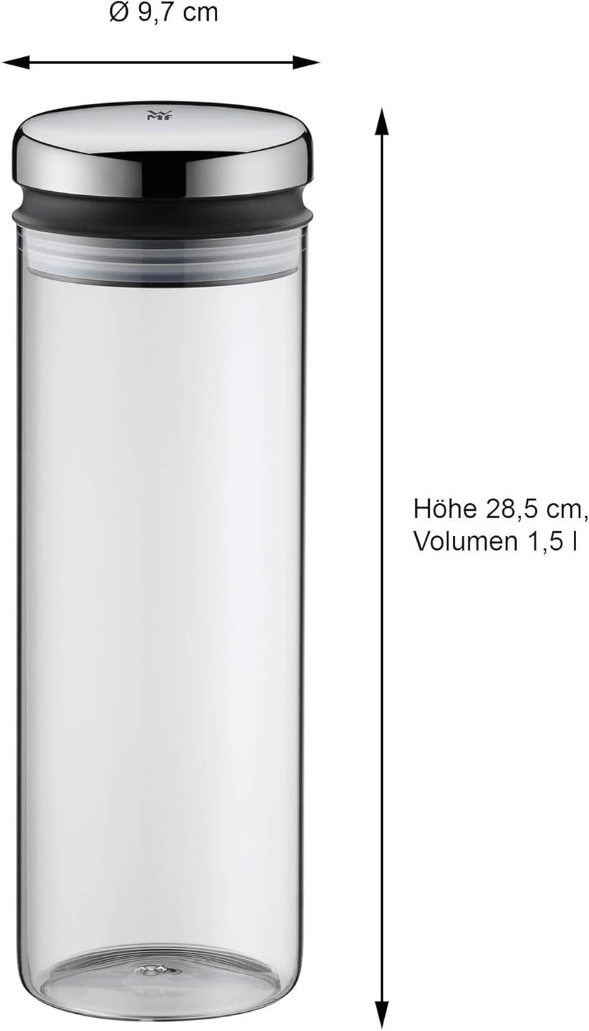 WMF Depot glazen voorraadpot 1,5l, hoogte 28,5 cm, voorraadpot met deksel & Depot glazen voorraadpot 2l, hoogte 36 cm, voorraadpot met deksel Voedselbewaardozen Naty Shop