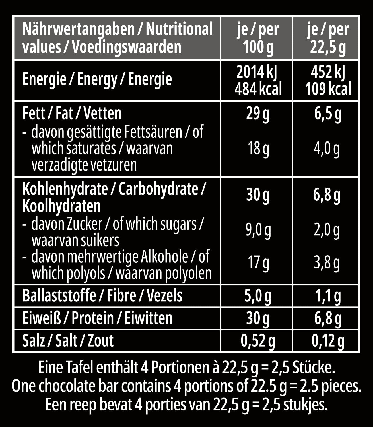 frankonia CHOCOLAT POWER MOTION zonder toegevoegde suiker - Knapperige witte chocolade met hoog eiwit- en laag koolhydraatgehalte, 90 g