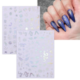 JMEOWIO Nagelsticker Mond Stern Schlange 10 Blatt Nail Art Sticker Selbstklebend Nagelaufkleber Aurora Decoratie Nageldesign Zubehör