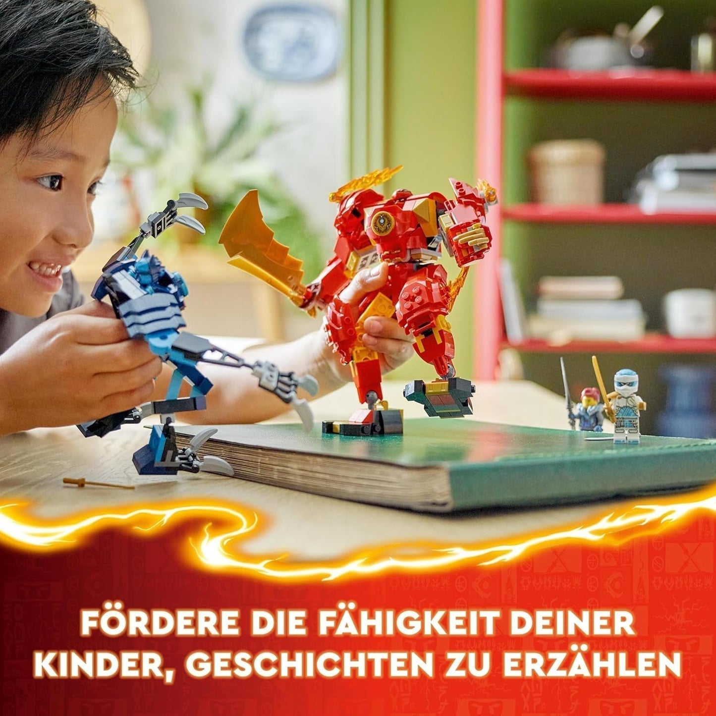 LEGO NINJAGO Kai's brandweermecha-actiefiguur voor kinderen met aanpasbare rode mecha-figuur Ninja-set 4 figuren inclusief Kai en Zane Cadeau voor 7-jarige jongens en meisjes 71808 Bouwsets Beuche in LEGO-Store