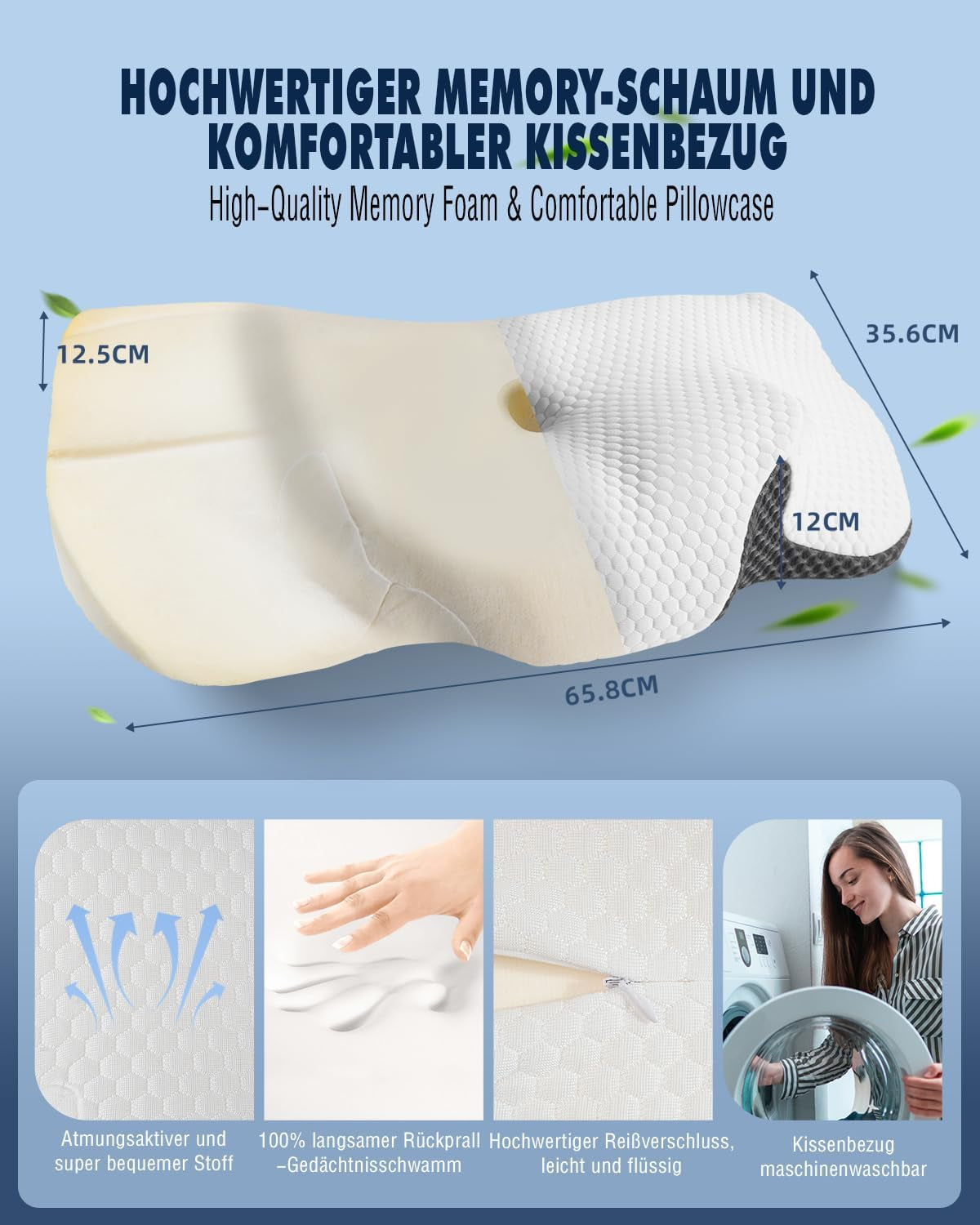 Nekkussen Orthopedisch kussen voor nekpijn Memory Foam kussen Ergonomisch kussen voor optimale ondersteuning Neksteunkussen voor laterale rug- en buiksteunen Cervicale orthopedische kussens Naty Shop