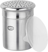 Dr. Oetker Grove suikersuikerpot, hoogwaardige roestvrijstalen keukenhulp voor decoratief en snel afstoffen, grote capaciteit, inclusief beschermhoes, (kleur: zilver), hoeveelheid: 1 stuk