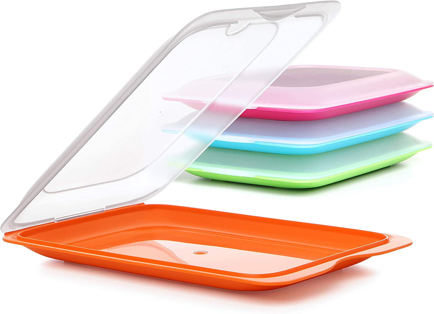 TATAY Fresh Slicer Box Set van 4, BPA-vrij, herbruikbaar, stapelbaar, vaatwasser en MWO, willekeurige kleuren. Afmetingen 17 cm x 3,2 cm x 25,2 cm Bewaardozen voor voedsel Naty Shop Worstcontainer - Set van 4