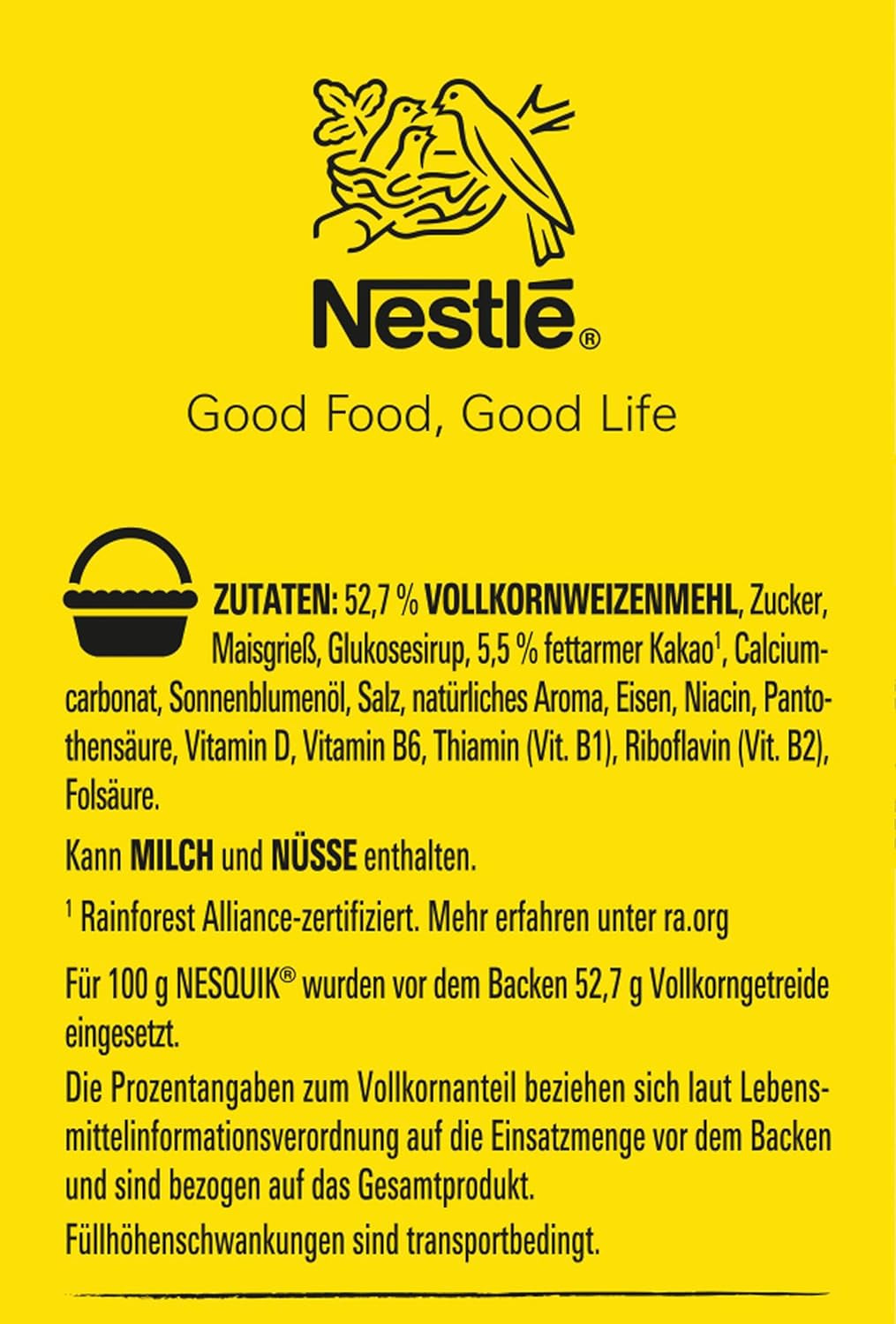 Nesquik Nestlé Nesquik Crunchy Breakfast, ontbijtgranen met chocolade en volle granen, 1 pakje (1 x 330 g)