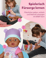 BABY Born Eva - babypop 43 cm - 10 functies inclusief accessoires en matras - Werkt volledig zonder batterijen - Geschikt voor kinderen vanaf 3 jaar