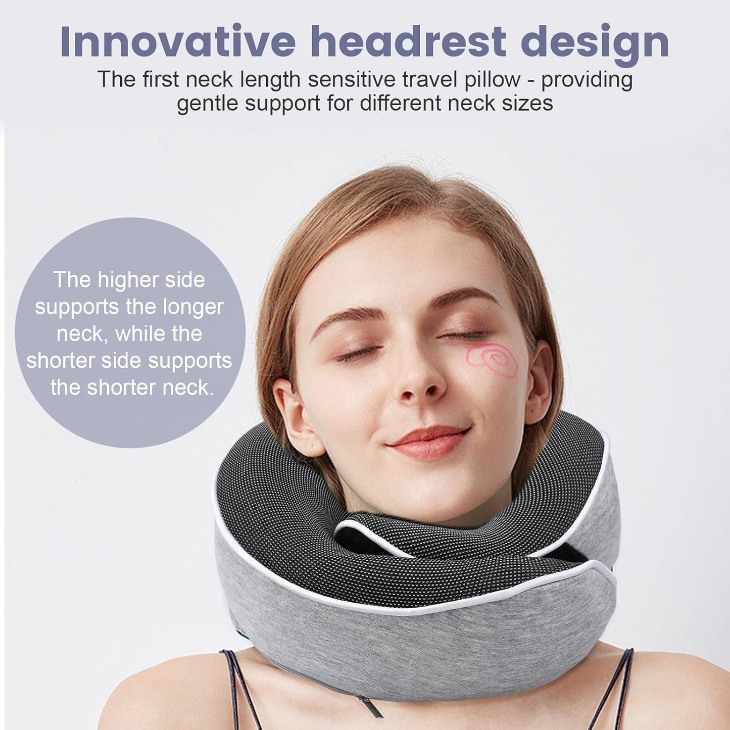 Nekkussen Reiskussen van traagschuim Ergonomisch ontwerp Nekkussen van traagschuim met oogmasker 2 oordopjes en opbergtas Perfect om onderweg te slapen tijdens het reizen Naty Shop Cervicale orthopedische kussens