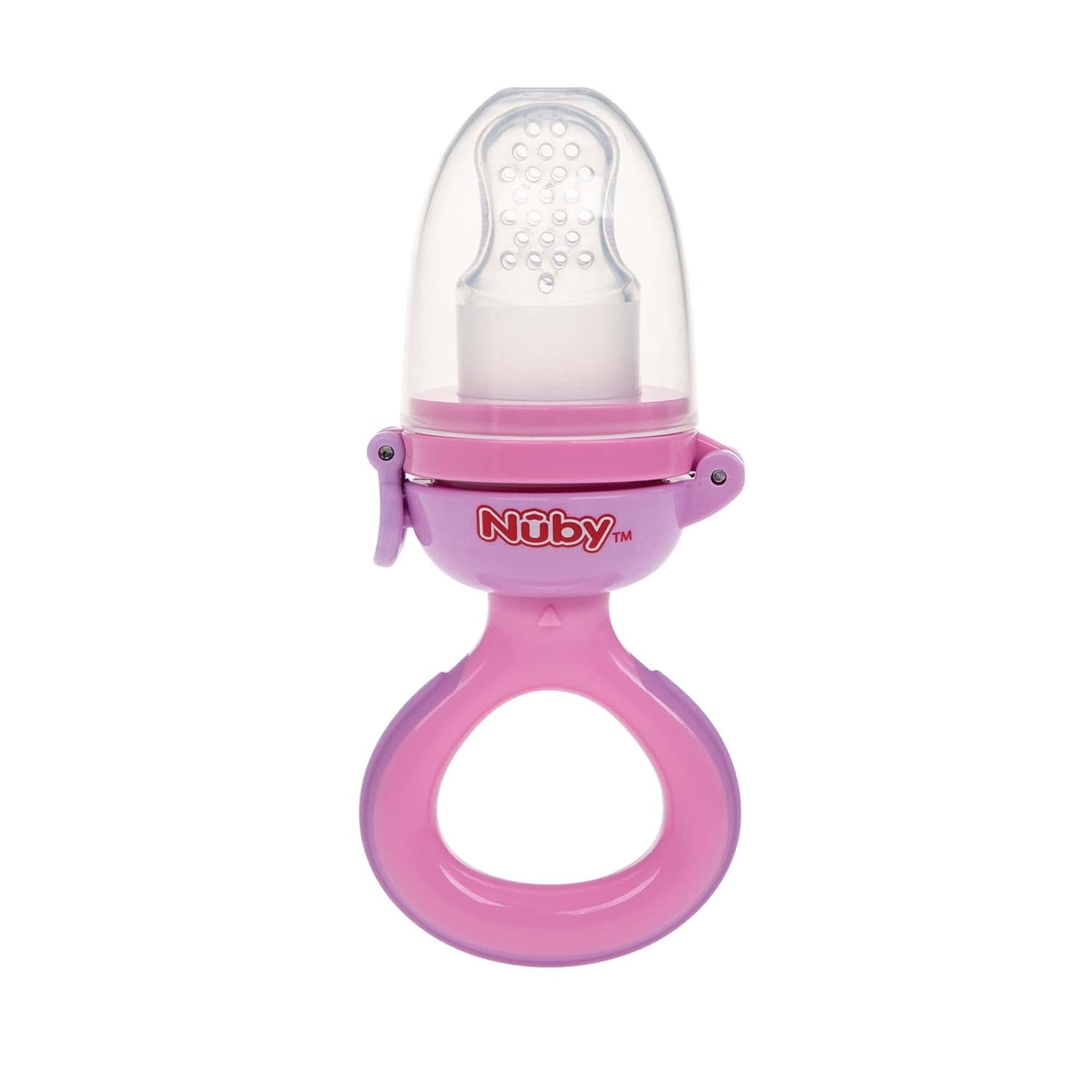 Nuby Silicone Fruit Feeder Knabbelaar - Fruitvoeder voor baby's 6 maanden en peuters - Bijtring voor fruit, groenten en puree - BPA-vrij - Roze - 6+ maanden