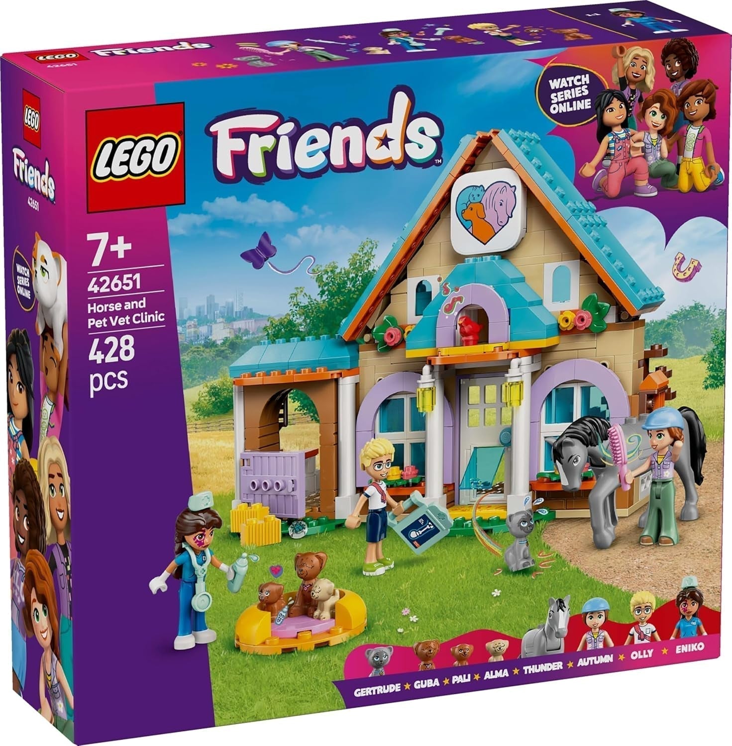 LEGO Friends Dierenartskastje voor paarden en huisdieren, bouw- en speelset voor fantasierijk rollenspel met 3 minifiguren en 5 dierenfiguren, cadeau-idee voor meisjes vanaf 7 jaar 42651 Bouwsets Besuche den LEGO-Store