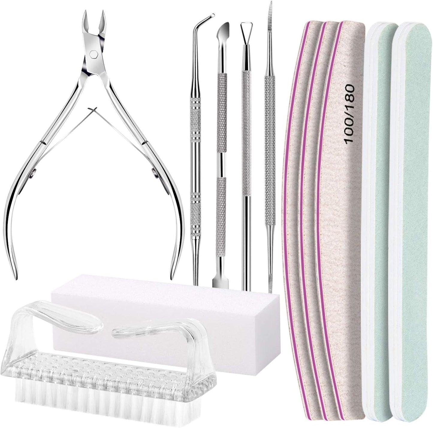 FANDAMEI manicureset, buffer voor gelnägel, nagelfeile 100/180, nagelfeilen voor gelnägel, nagelhautschieber, buffer voor gelnägel, feilen voor gelnägel, nagelzange, nagelfeilen set, manicure- en pedicureset