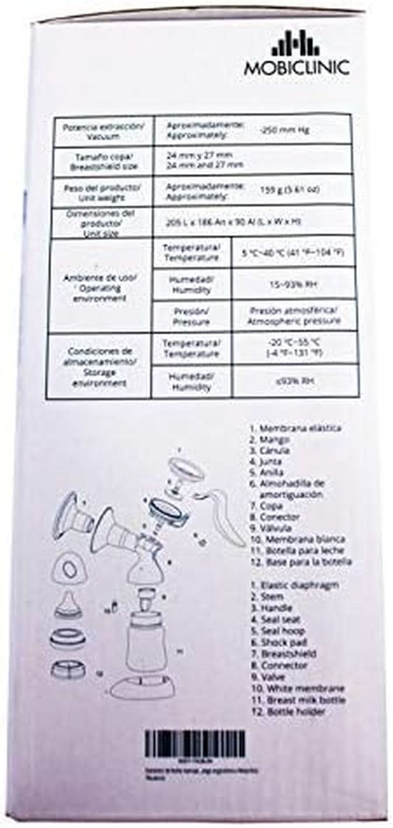 Mobiclinic ®, Handmatige borstkolf, Europees merk, ergonomisch handvat Accessoires Voeding en borstvoeding Bebe Naty Shop