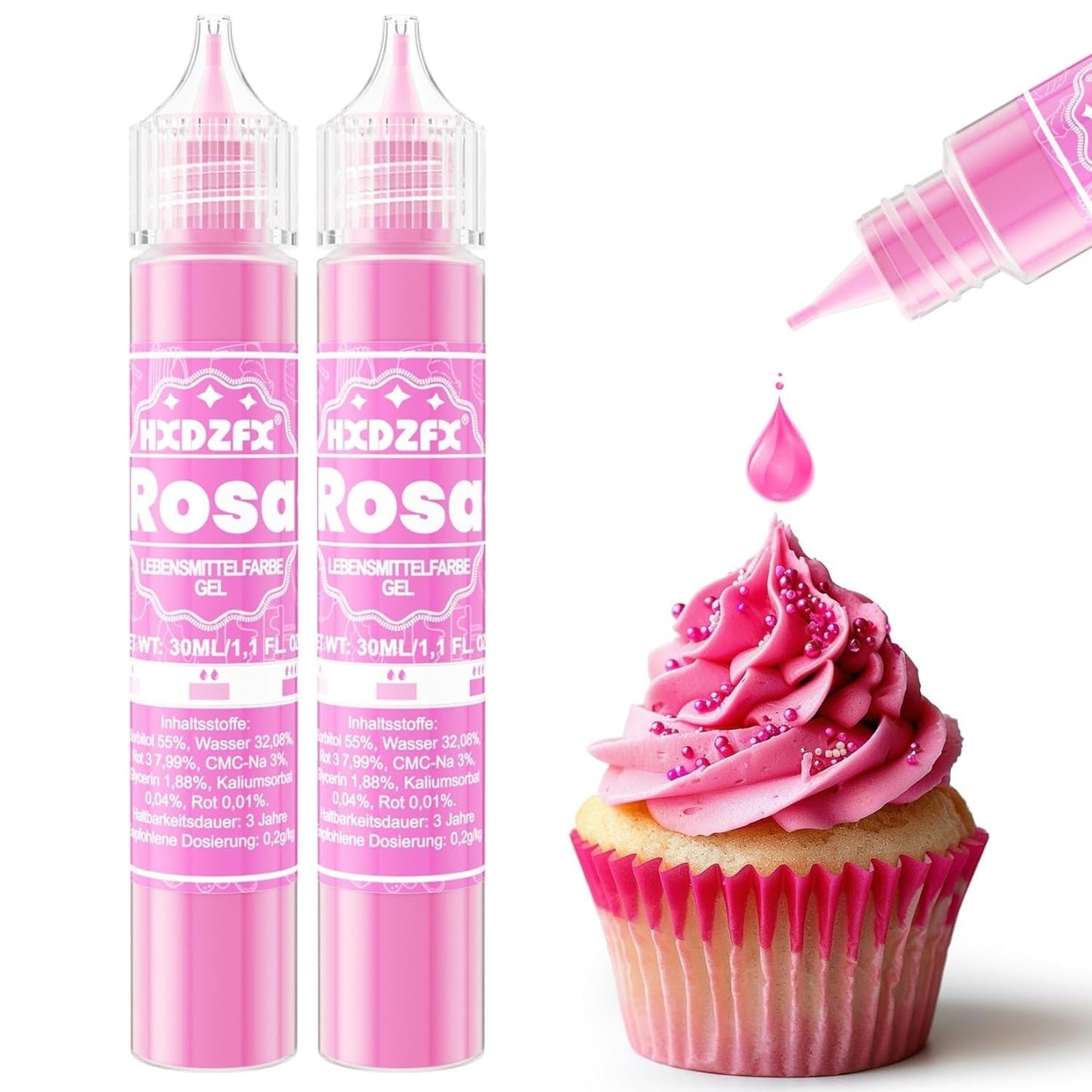 Gelvoedselkleuring - HXDZFX 2×30ml, suikervrije voedselkleuring, sterk geconcentreerd, voor het versieren van taarten, witte fondant, bitterkoekjes, koekjes, bakken, paaseieren, slijm (druivenpaars)
