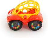 Bright Starts Oball Rammelaar Speelgoedauto Motorspeelgoed voor baby's en peuters vanaf 3 maanden 1 stuk Willekeurige kleur Blauw of rood Babyspeelgoed Naty Shop