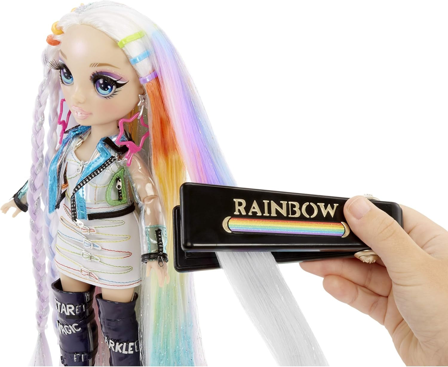 Rainbow High Hair Studio - Exclusieve Amaya Raine poppenspeelset met lang haar om te stylen - Inclusief wasbaar haarkrijt, haarborstel en accessoires - Cadeau voor kinderen vanaf 6 jaar