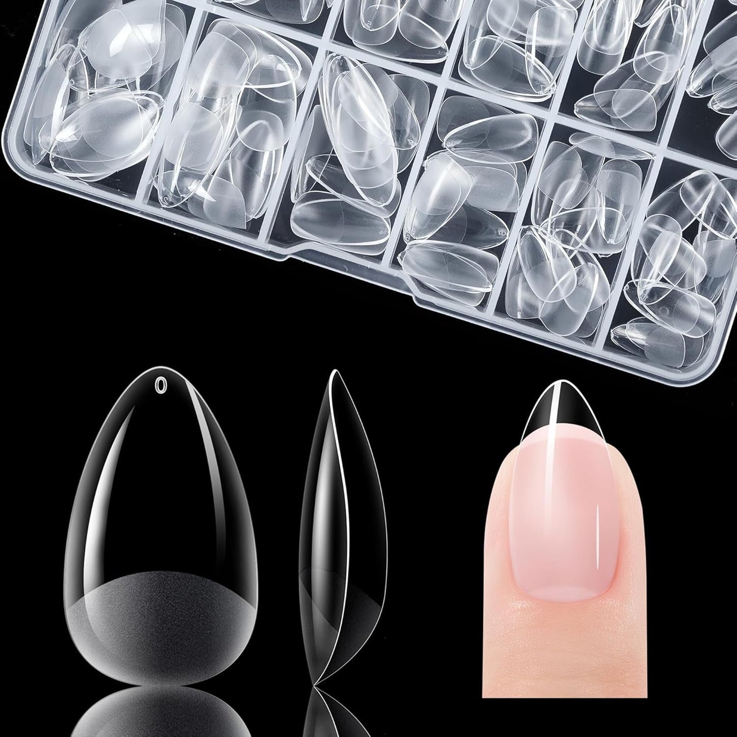 Gelike Ec korte amandelnagels - zachte nagels met volledige dekking, voorgepolijste kunstnagels voor nagelverlengingen, nagelstudio voor thuis, doe-het-zelf salon, 120 stuks, 12 maten